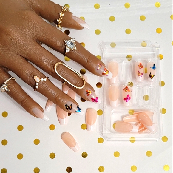 Butterfly French- Press on nails - Picture 1 of 4
